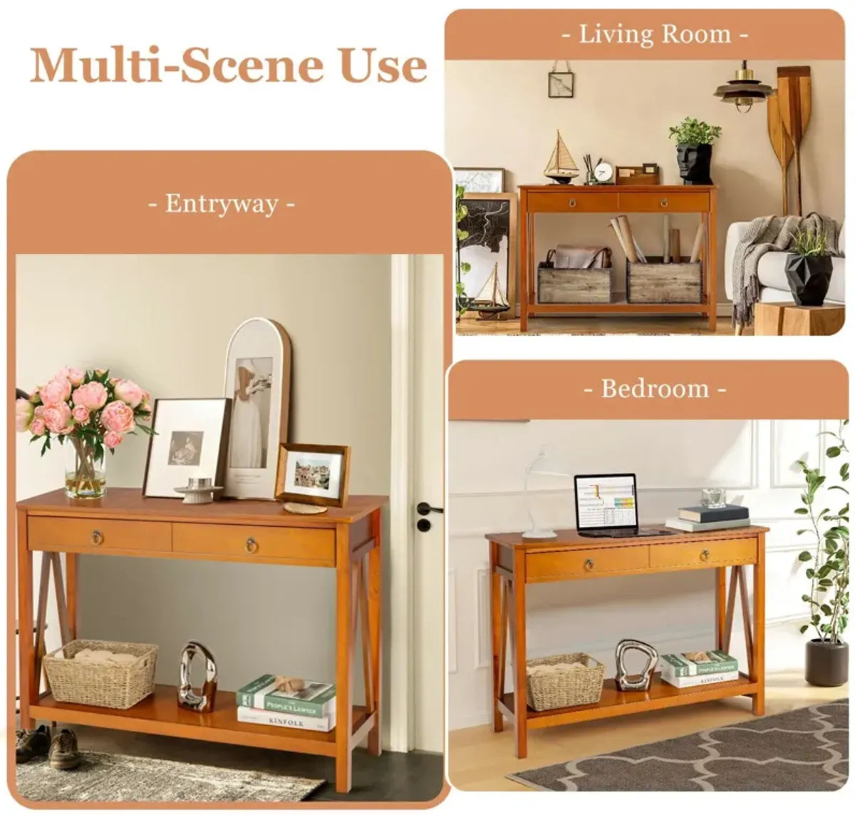 Console Table with Drawer Storage Shelf for Entryway Hallway