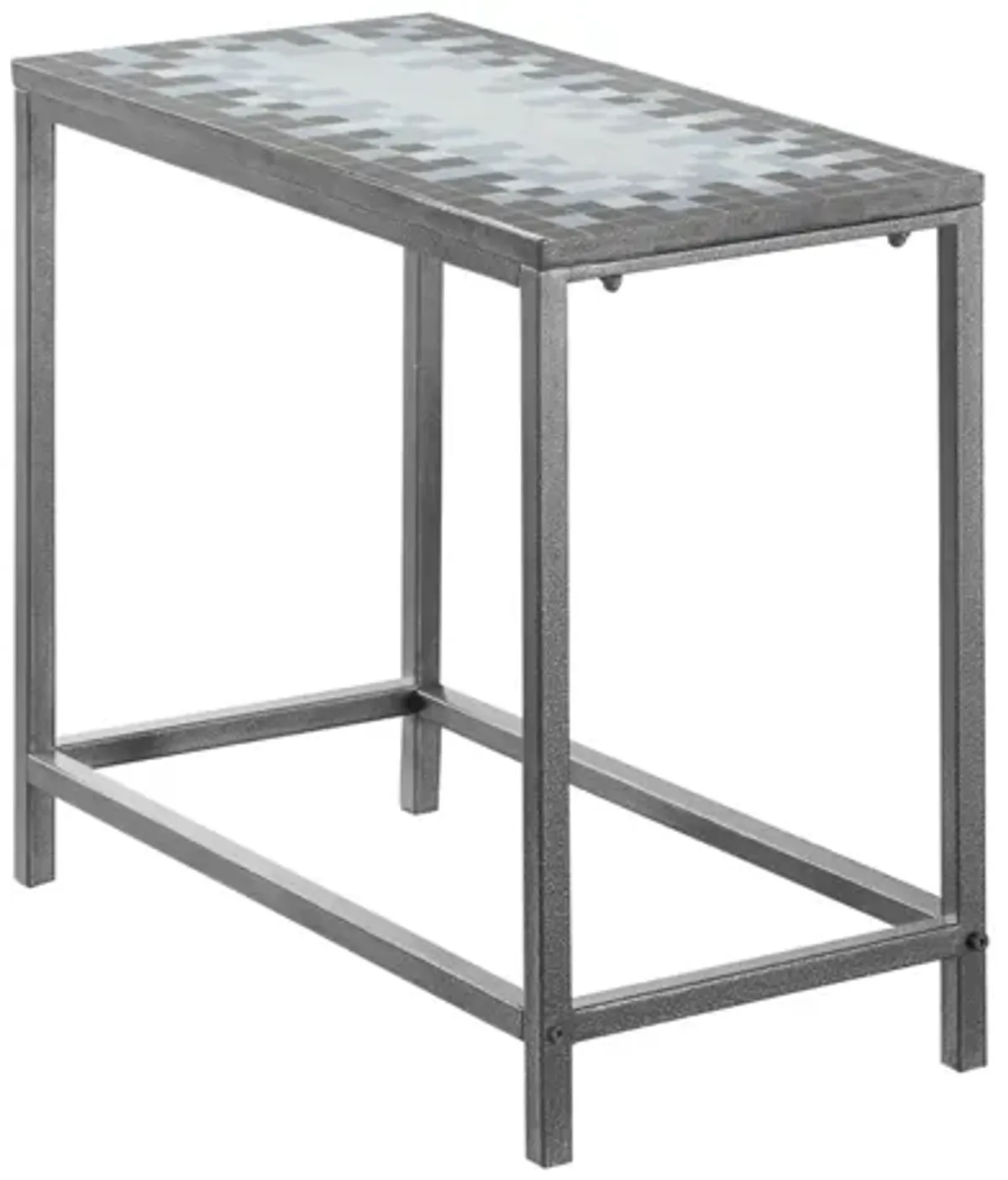 Monarch Specialties I 3143 Accent Table, Side, End, Nightstand, Lamp, Living Room, Bedroom, Metal, Tile, Blue, Grey, Transitional