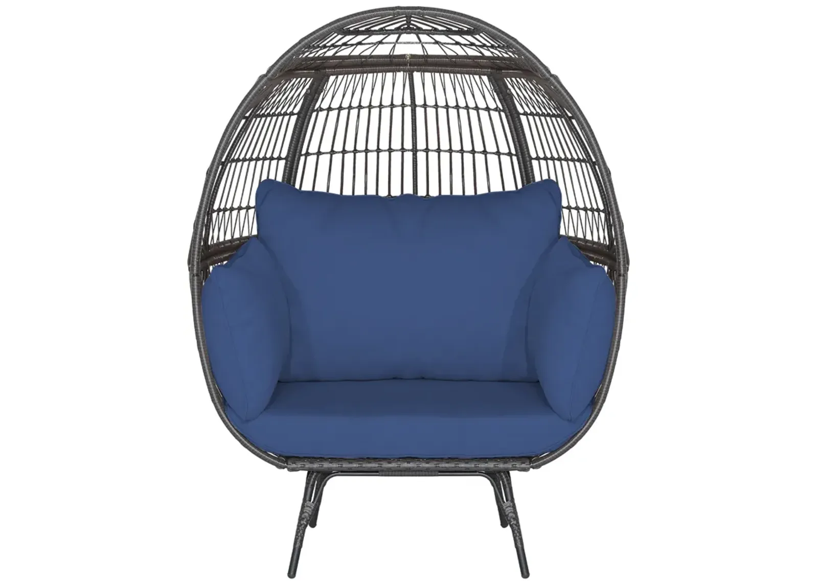 Oversized Patio Rattan Egg Lounge Chair with 4 Cushions