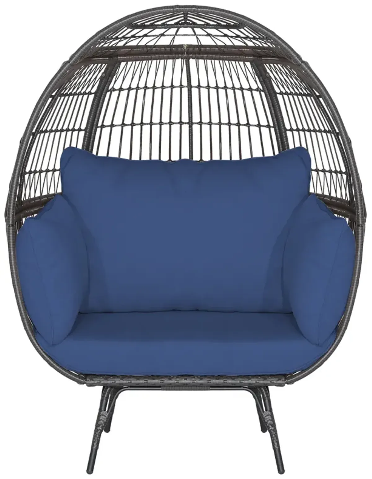 Oversized Patio Rattan Egg Lounge Chair with 4 Cushions