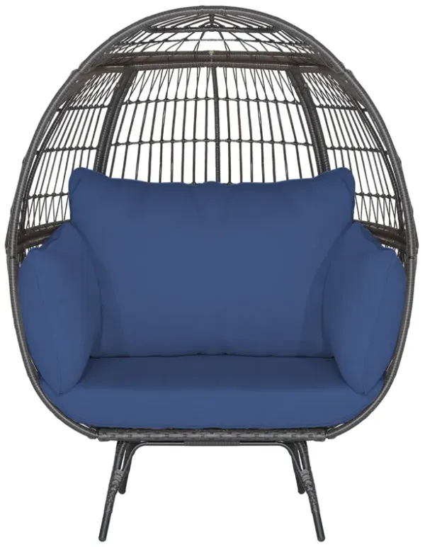 Oversized Patio Rattan Egg Lounge Chair with 4 Cushions