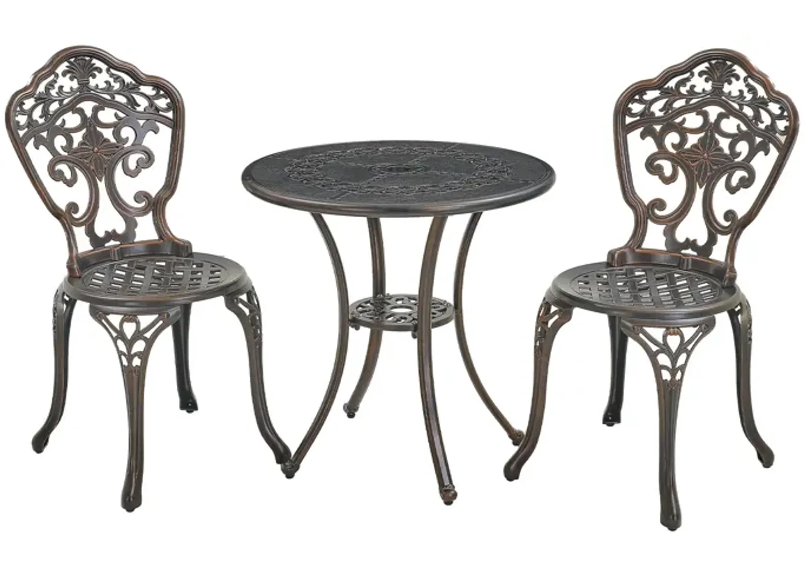 MONDAWE 3-Piece Patio Cast Aluminum Bistro Set, Indoor Outdoor Elegance