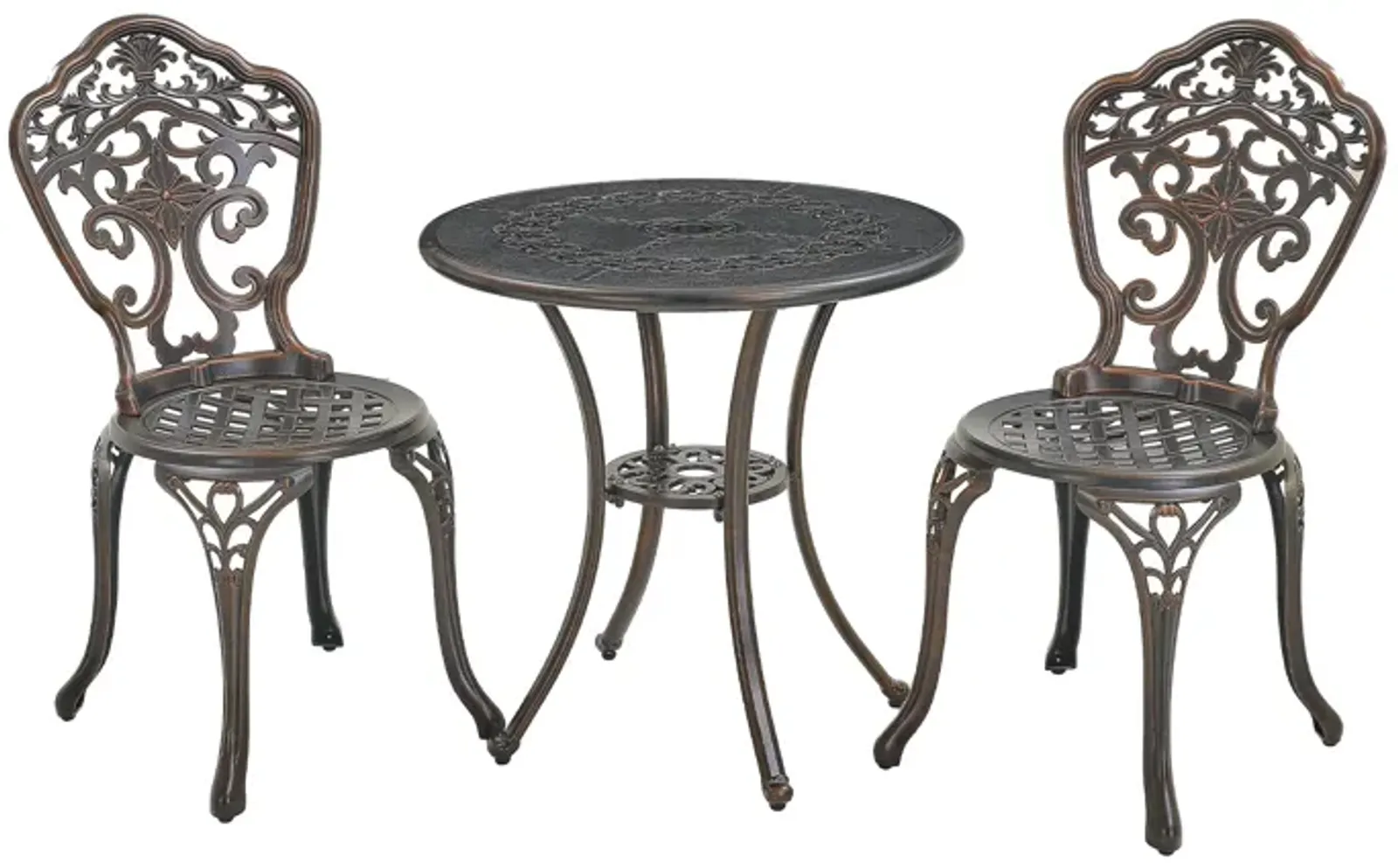 MONDAWE 3-Piece Patio Cast Aluminum Bistro Set, Indoor Outdoor Elegance