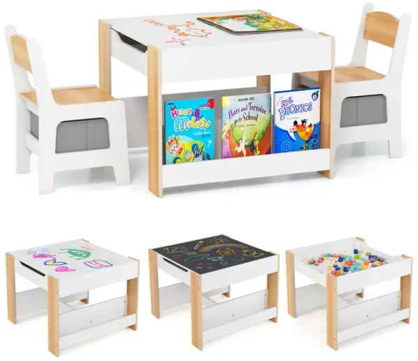 Children’s Activity Table and Chair Set – 4-in-1 Design with Dual-Sided Tabletop
