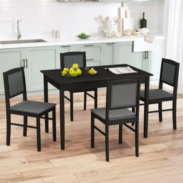 Hivvago 5-Piece Dining Set for 4 with Rubber Wood Legs for Small Dining Room