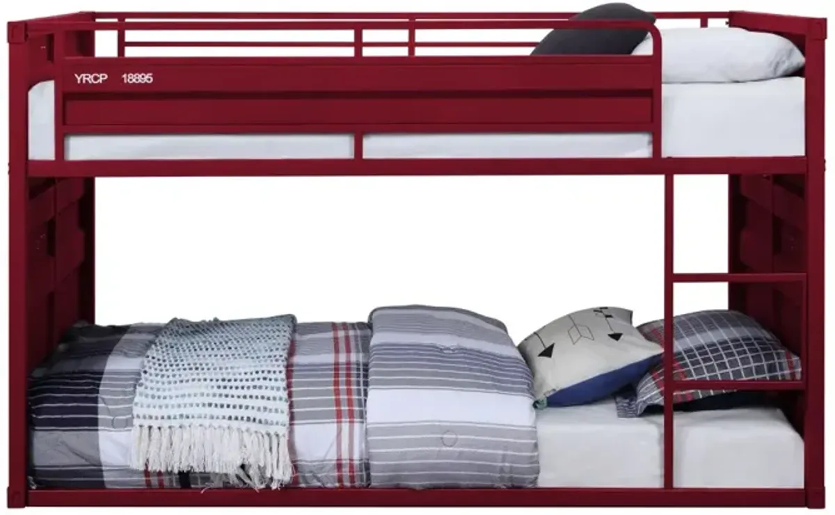 Cartwin/Twin Bunk Bed, Red Finish