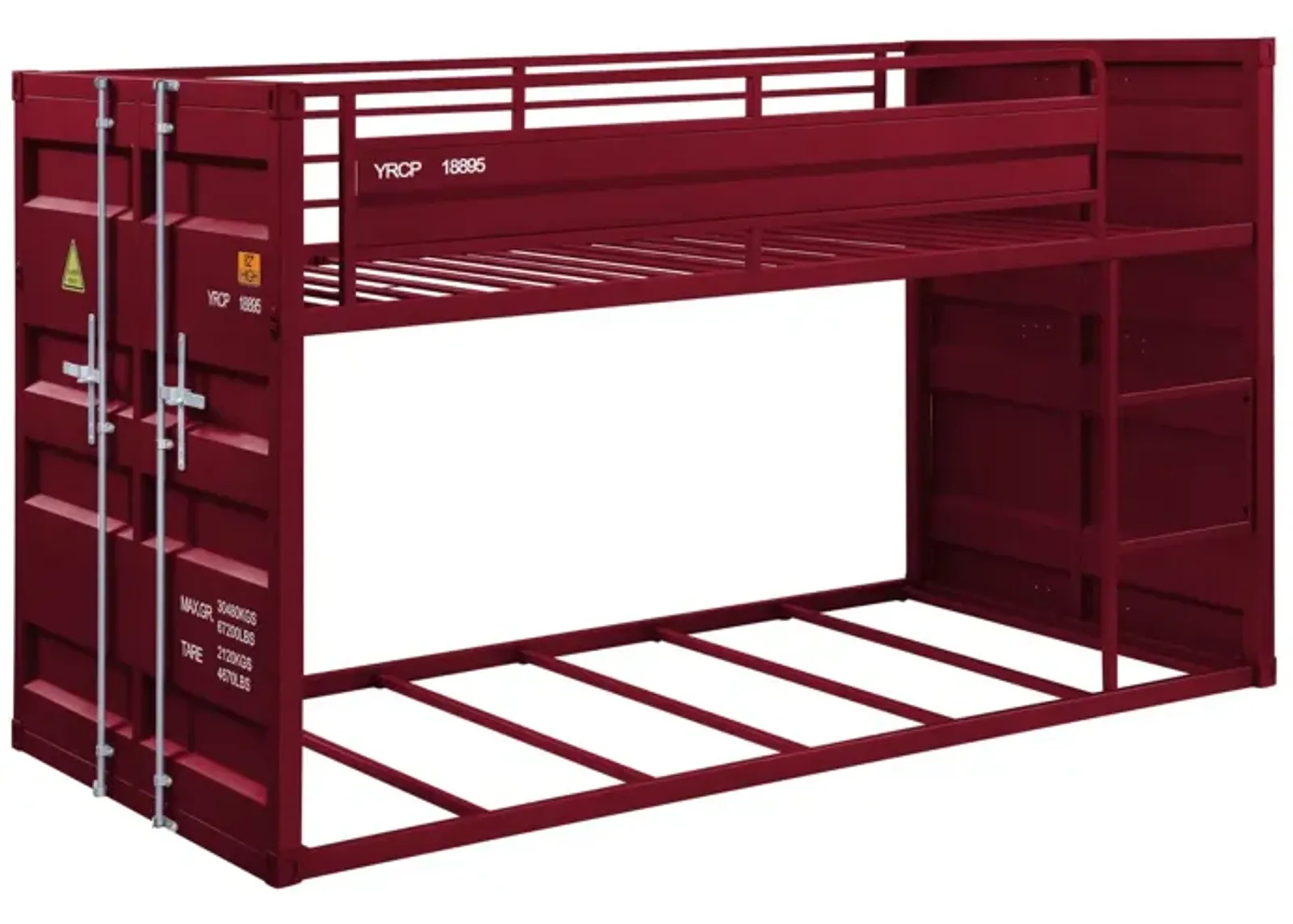 Cartwin/Twin Bunk Bed, Red Finish