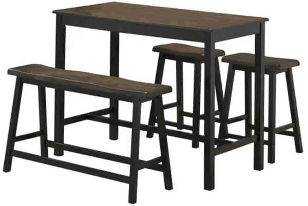 Hivvago 4 Piece Solid Wood Counter Height Dining Table Set