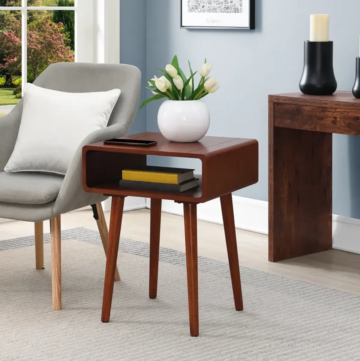 Convenience Concepts Napa End Table with Shelf, Mahogany