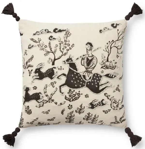 PLL0025 Ivory/Black 18"x18" Down Pillow