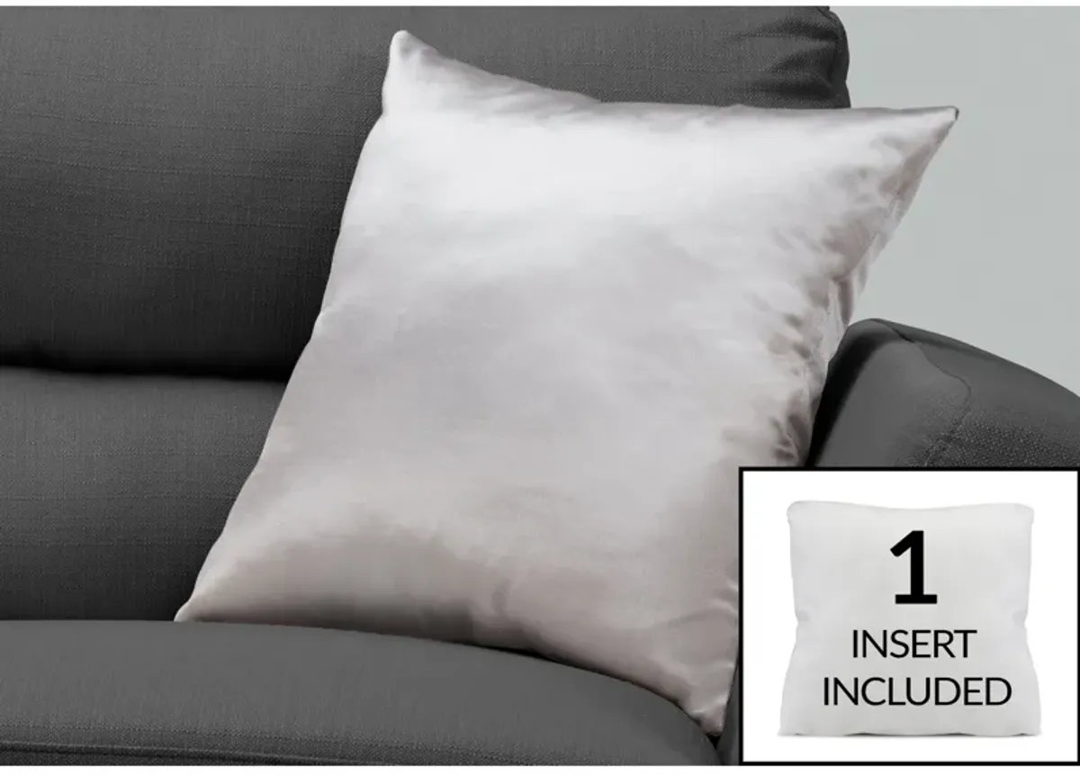 Monarch Specialties I 9336 Pillows, 18 X 18 Square, Insert Included, Decorative Throw, Accent, Sofa, Couch, Bedroom, Polyester, Hypoallergenic, Grey, Modern