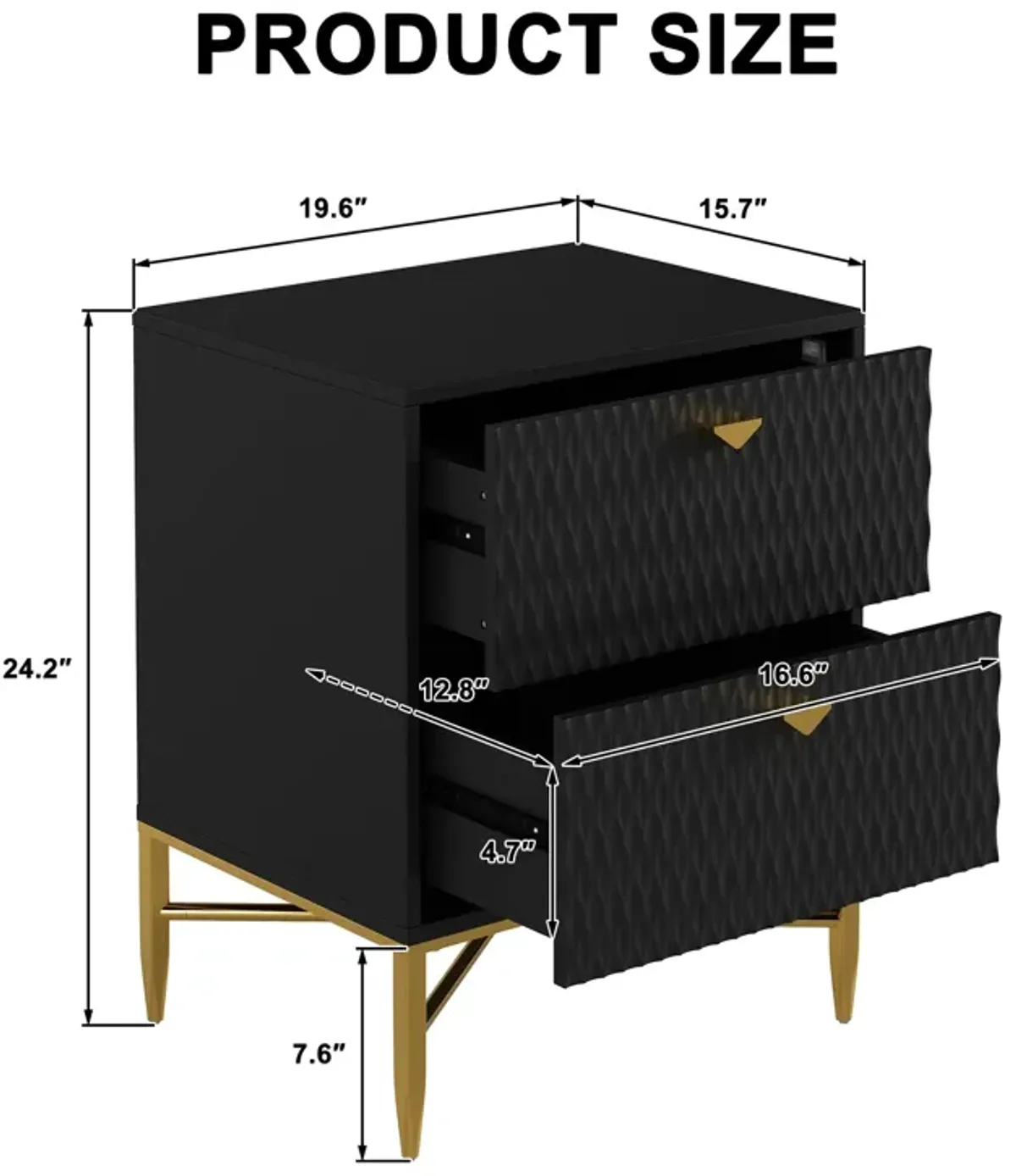 White 2-Drawer Wood Nightstand with Square Support Legs