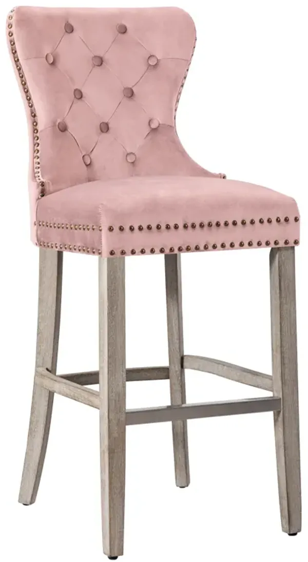 WestinTrends 29" Tufted Velvet Bar Stool