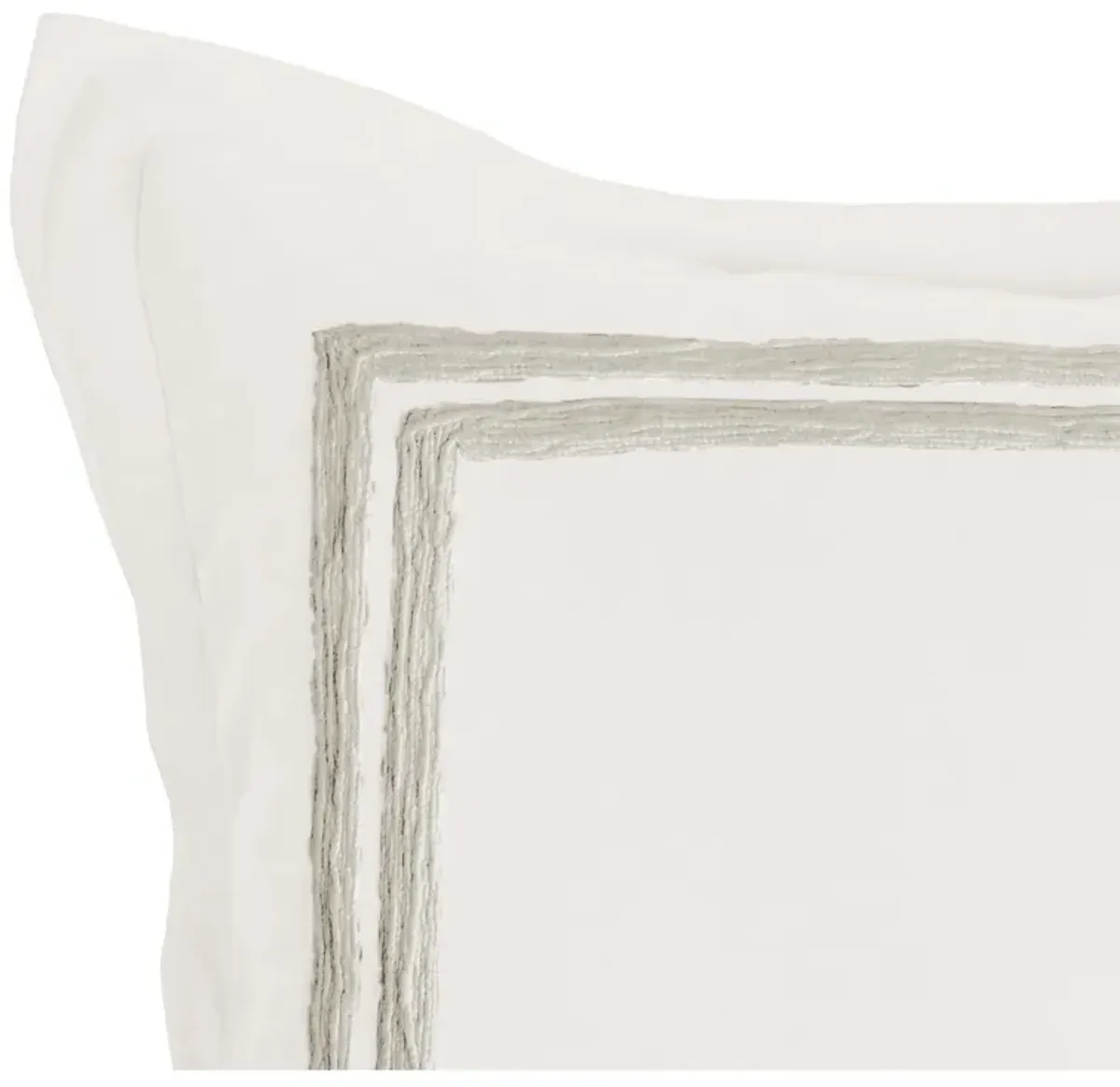 Lenz 26 Inch Cotton Euro Pillow Sham with Hand Stitched Embroidery, Ivory-Benzara