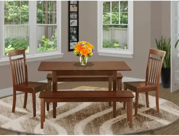 East West Furniture 5  PC  Small  Kitchen  table  set  -  Table  with  Leaf  plus  2  Dining  Table  Chairs  and  2  Benches