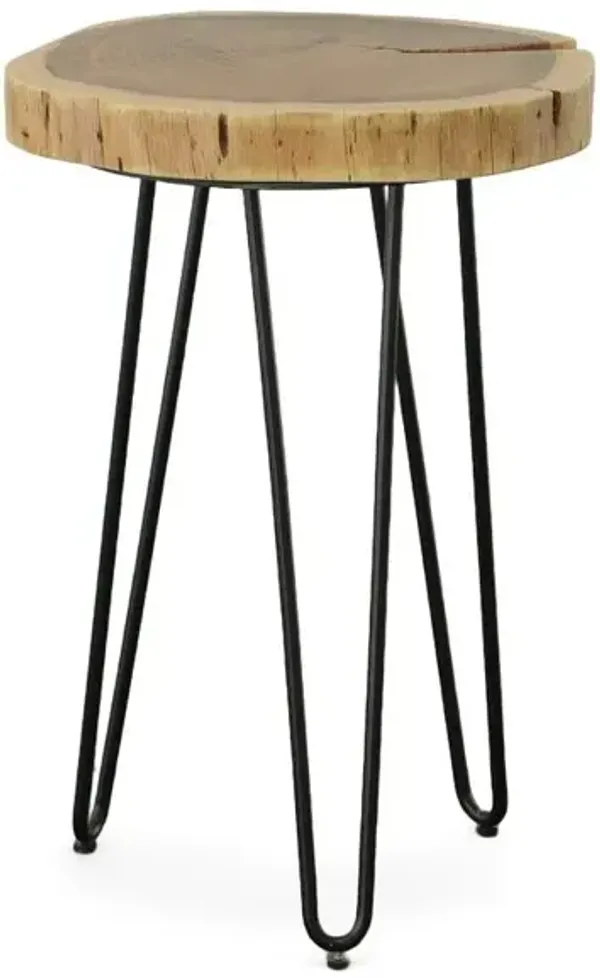 Carolina Living Seti Live Edge Accent Table - Natural Top - Black Base