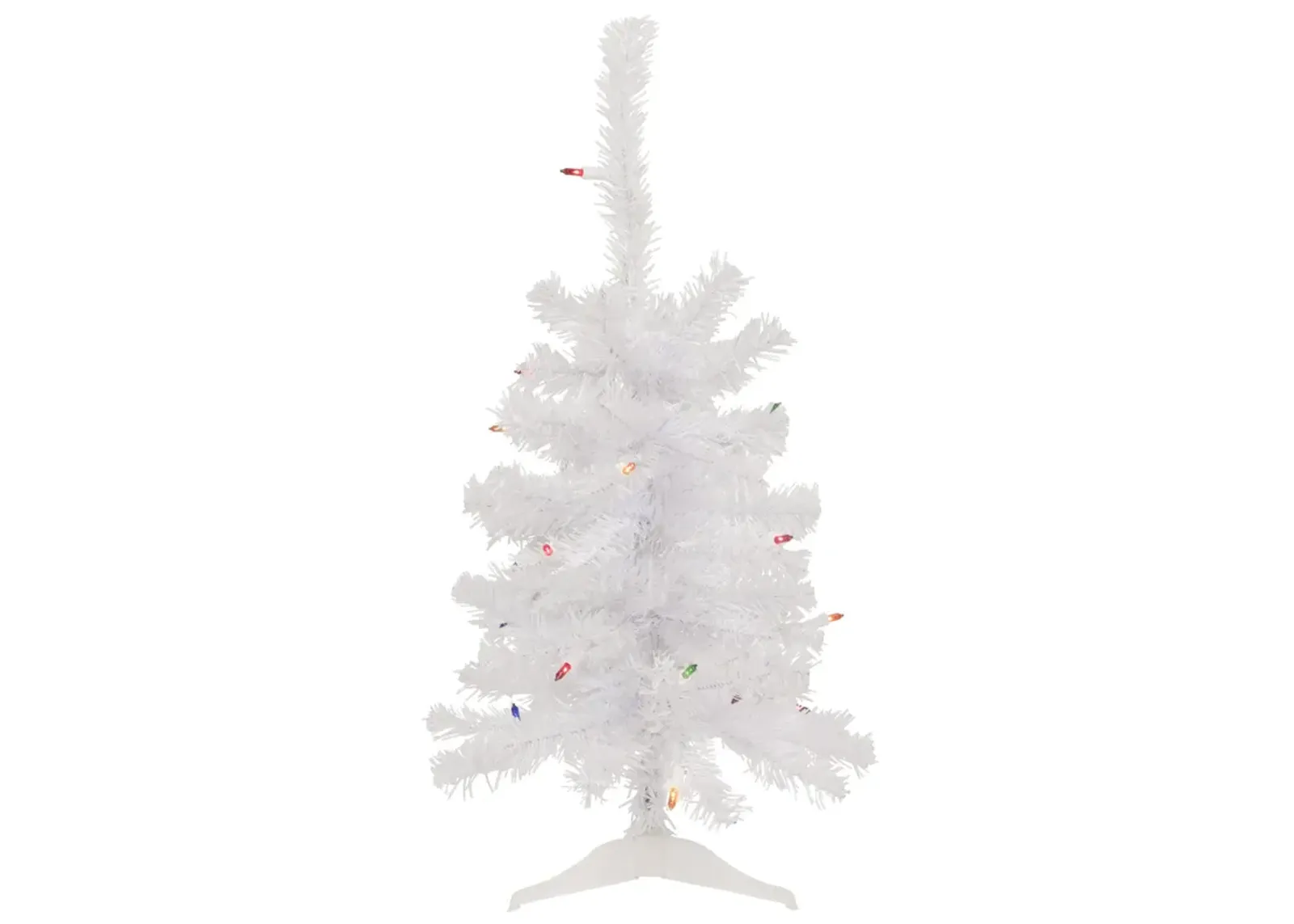 2' Lighted Woodbury White Pine Slim Artificial Christmas Tree  Multi Lights