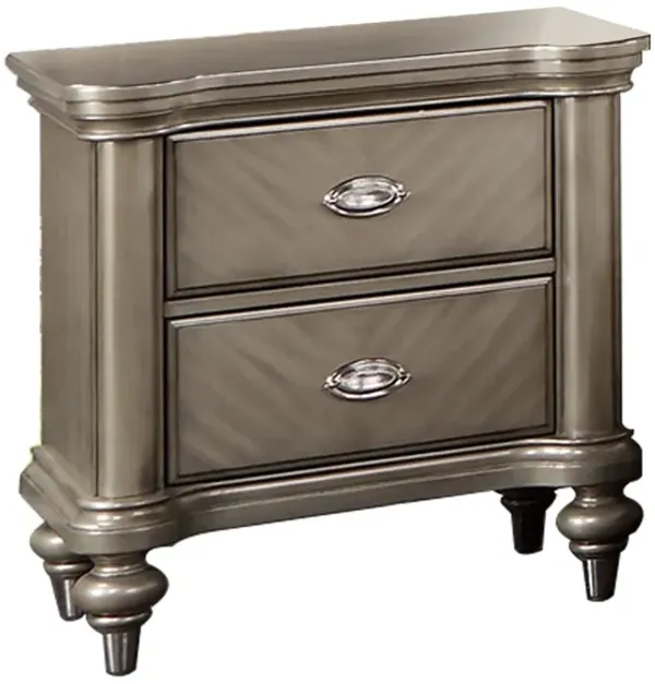 Ada 28 Inch Classic Rustic 2 Drawer Nightstand, Chevron Design, Brown - Benzara