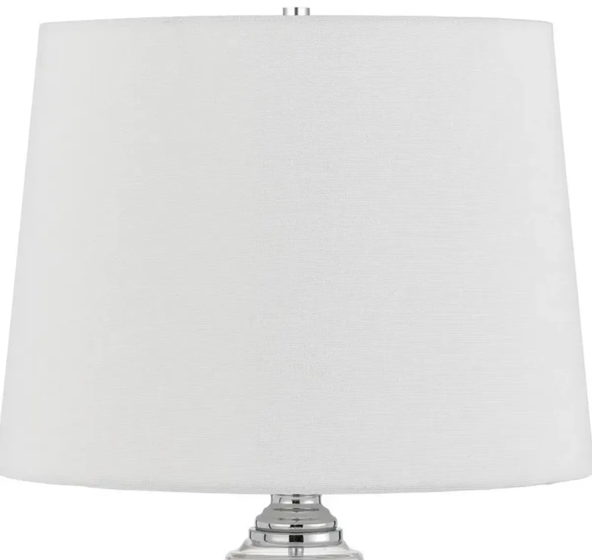 23 Inch Hourglass Ribbed Glass Base Table Lamp, Dimmer, Clear-Benzara