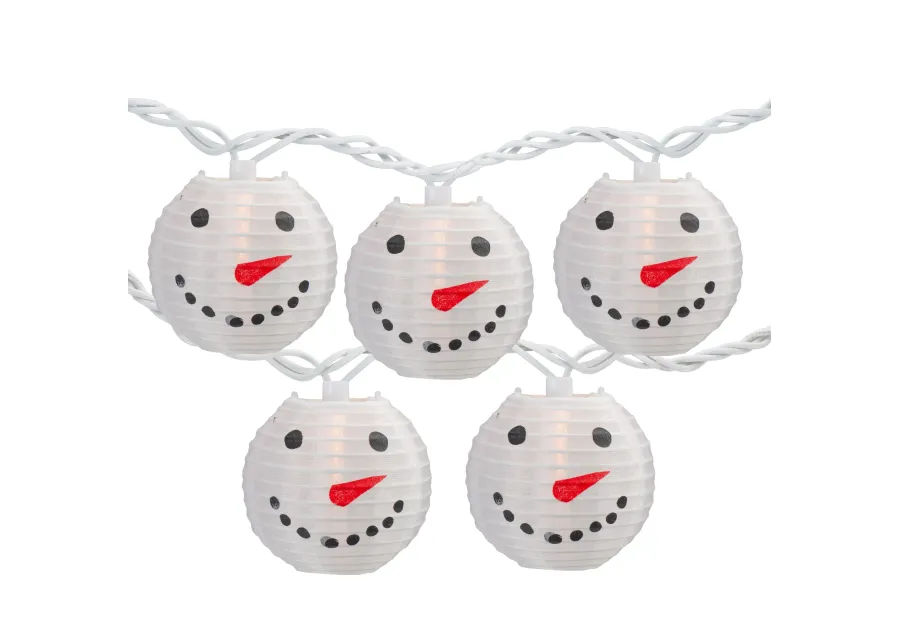 10-Count White Snowman Paper Lantern Christmas Lights  8.5ft White Wire