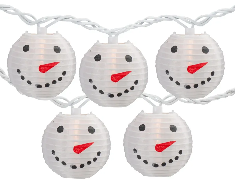 10-Count White Snowman Paper Lantern Christmas Lights  8.5ft White Wire