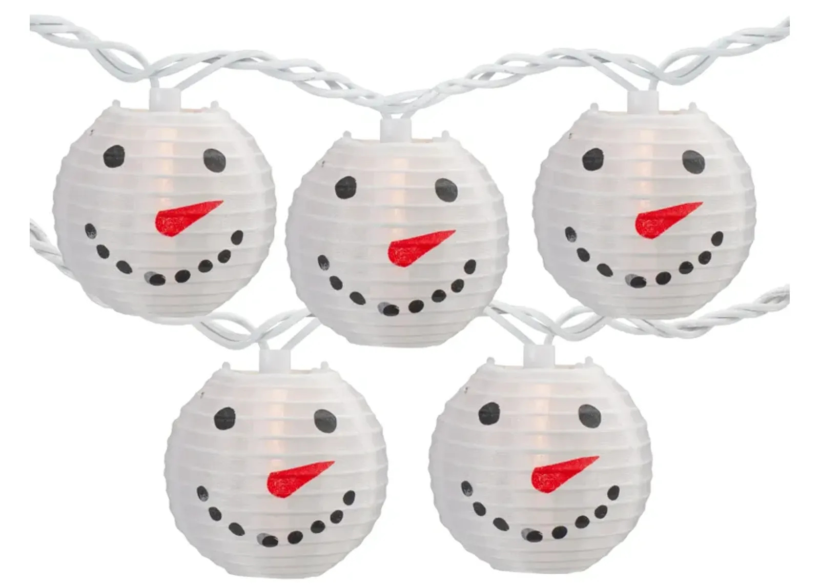 10-Count White Snowman Paper Lantern Christmas Lights  8.5ft White Wire