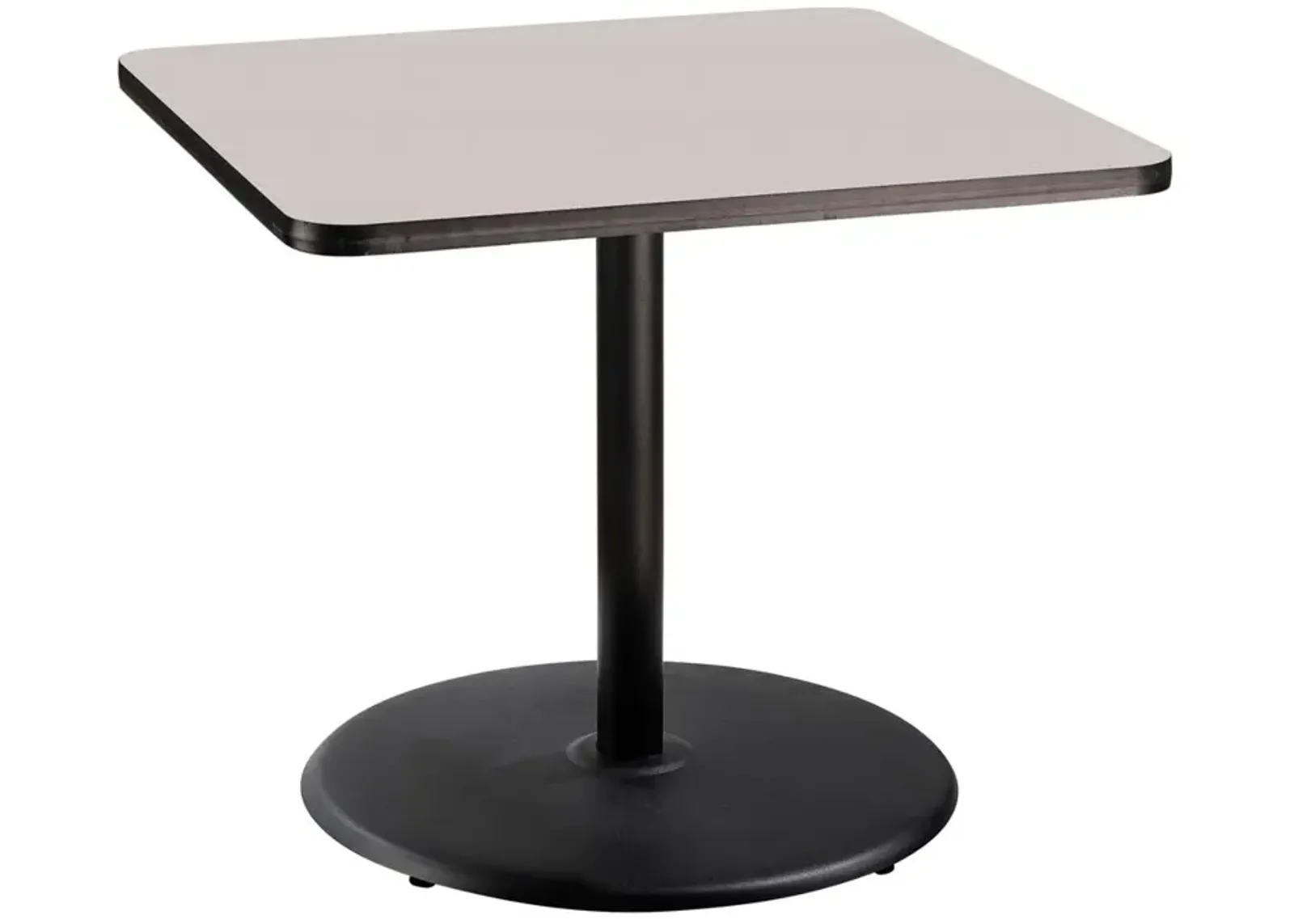 NPS® Café Table, 36" Square, Round Base, 30" Height, Particleboard Core/T-Mold - Grey