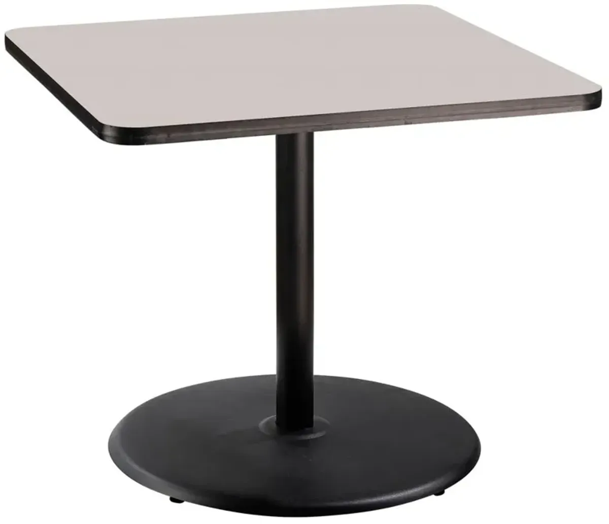 NPS® Café Table, 36" Square, Round Base, 30" Height, Particleboard Core/T-Mold - Grey