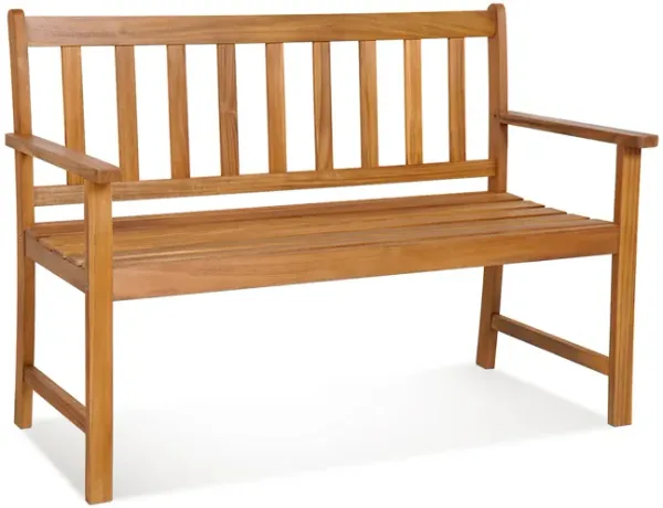 2-Person Outdoor Acacia Wood Bench with Backrest