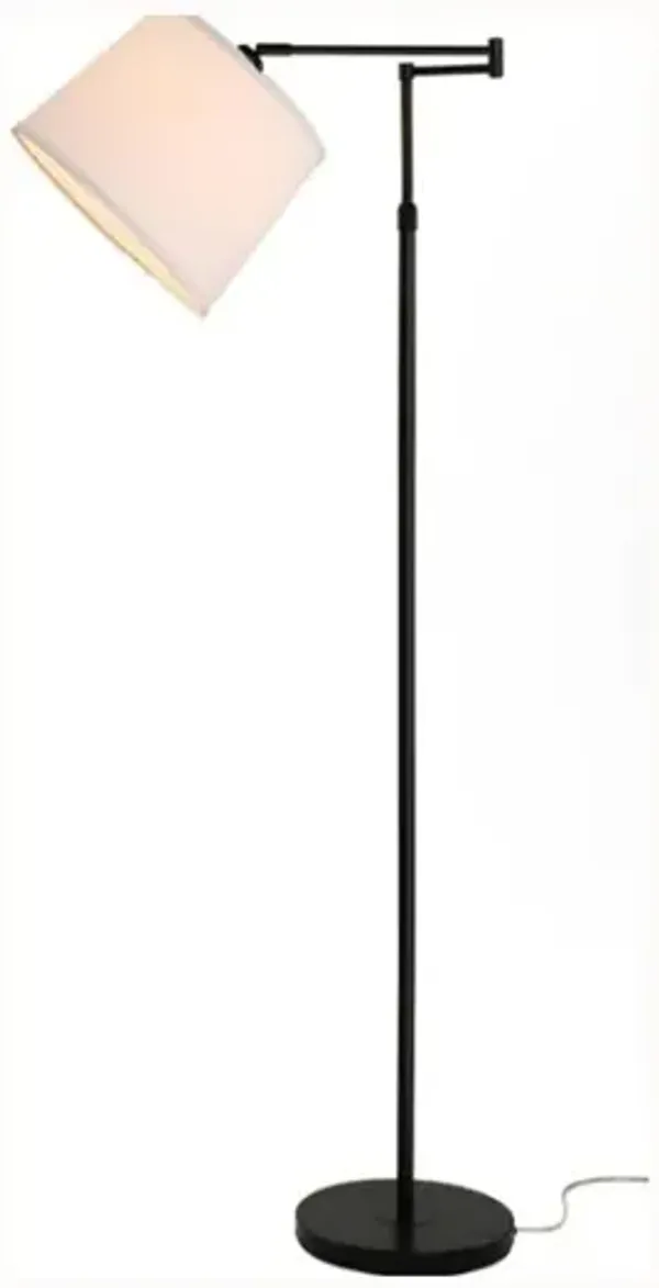 Adjustable Swing Arm Floor Lamp – 55"–65.5" Tall, Matte Black, Modern Reading Light