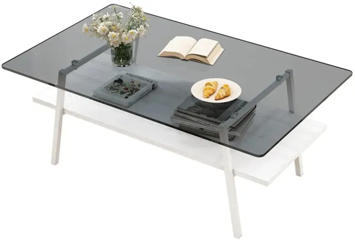 Modern Gray Glass Coffee Table