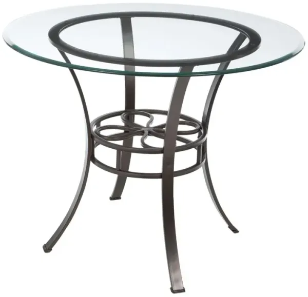 Round Glass Top Dining Table with Durable Metal Base