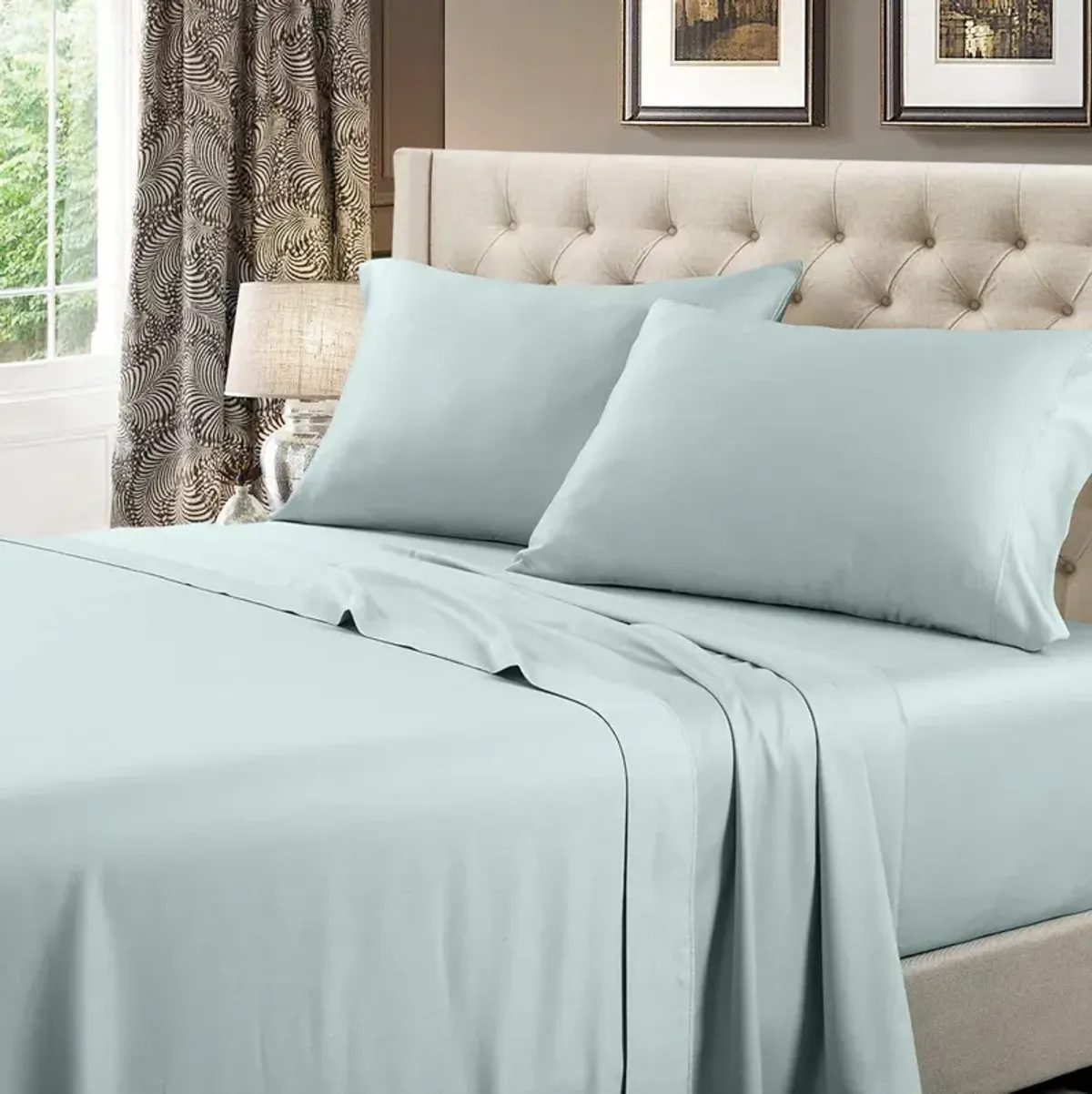 Egyptian Linens Solid 600 Thread Count Cotton Sheets Set.