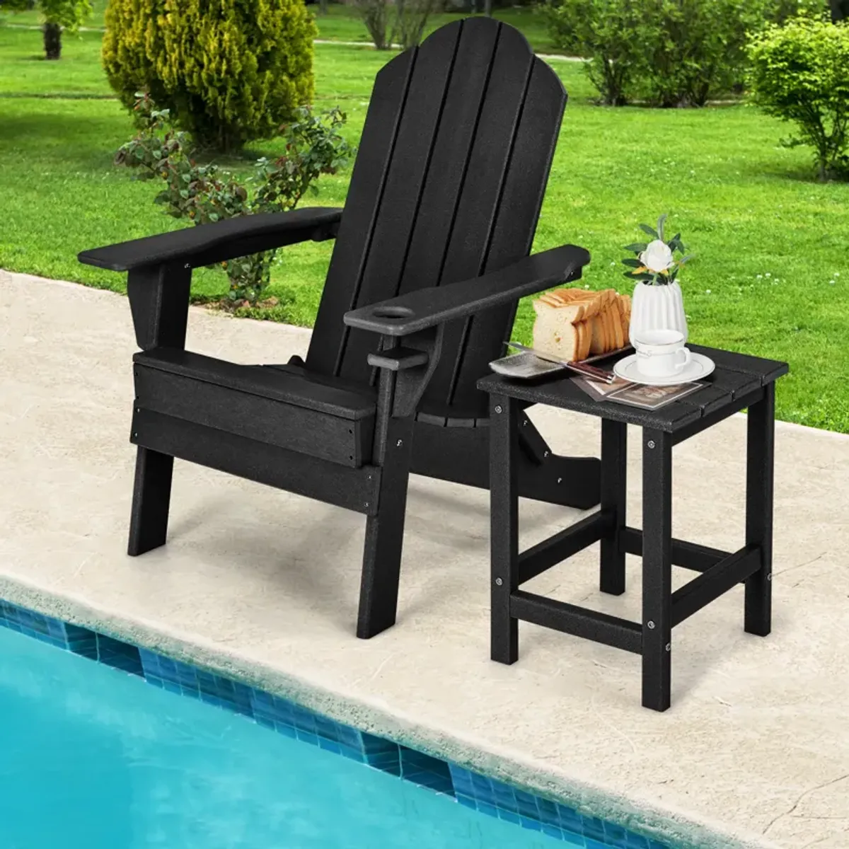 Square Adirondack Side Table Weather Resistant for Patio Deck or Garden