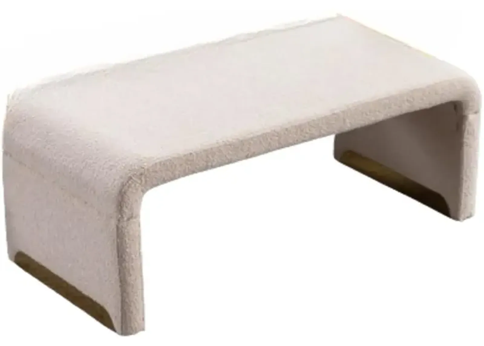 Hivvago Boucle Fabric Loveseat Ottoman Bedroom Footstool With Gold Metal Legs