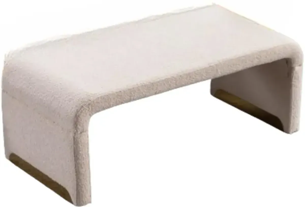 Hivvago Boucle Fabric Loveseat Ottoman Bedroom Footstool With Gold Metal Legs