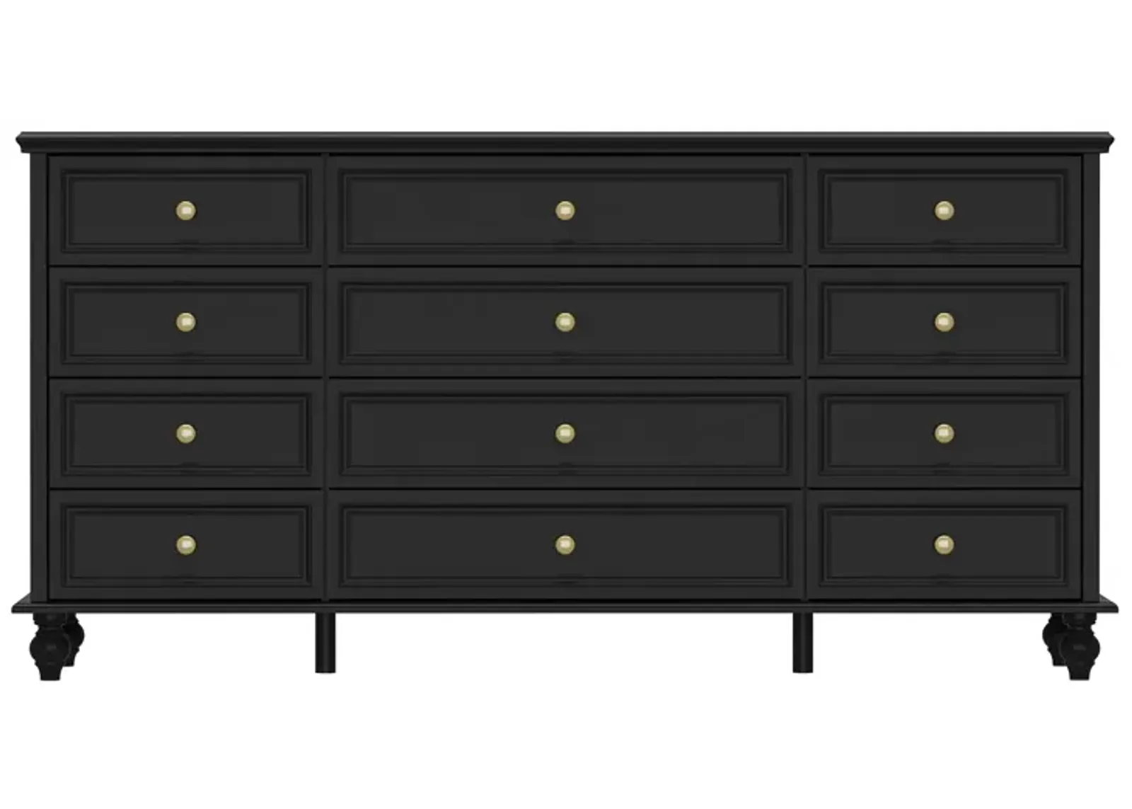 Black Wooden 12-Drawer Chest of Drawers 63 in. W x 31.5 in. H x 15.7 in. D Dresser, Modern European Style