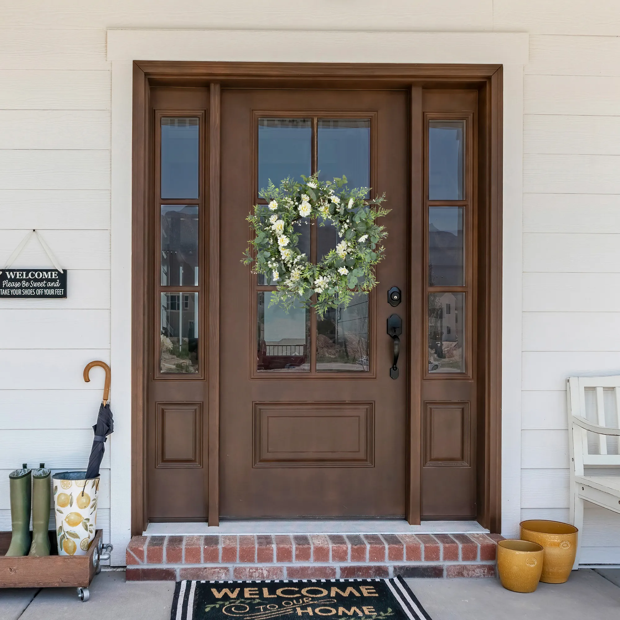 Fern and Eucalyptus Floral Spring Wreath - 24"