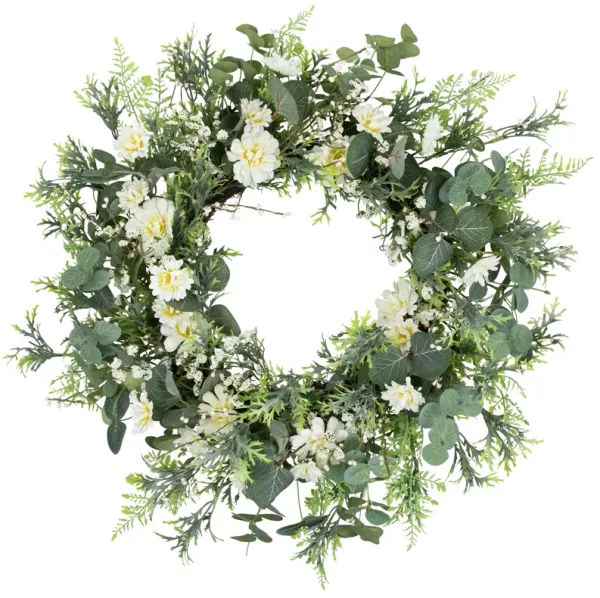 Fern and Eucalyptus Floral Spring Wreath - 24"