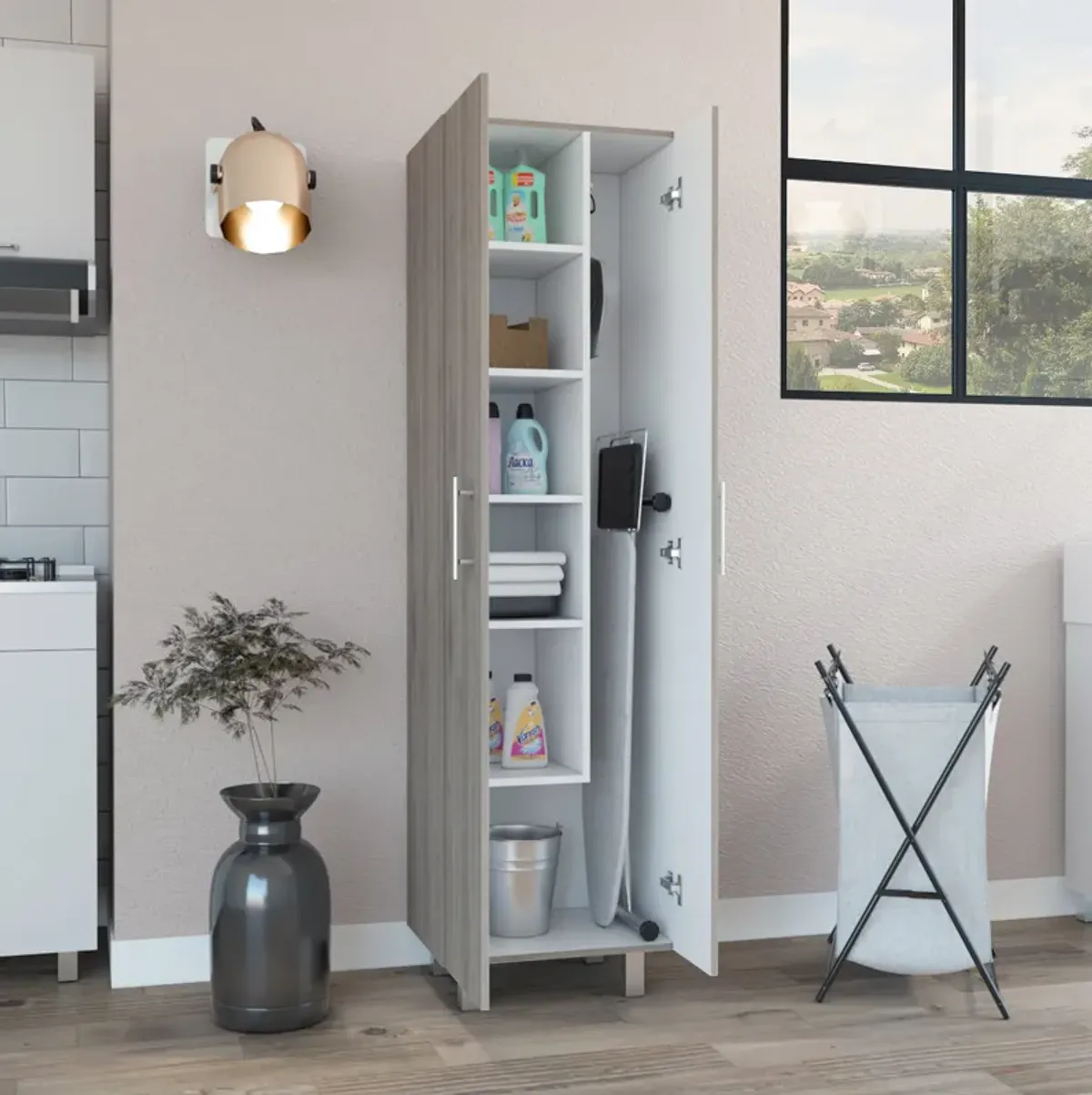 Closet Pantry Copenhague, Bedroom, Light Gray / White