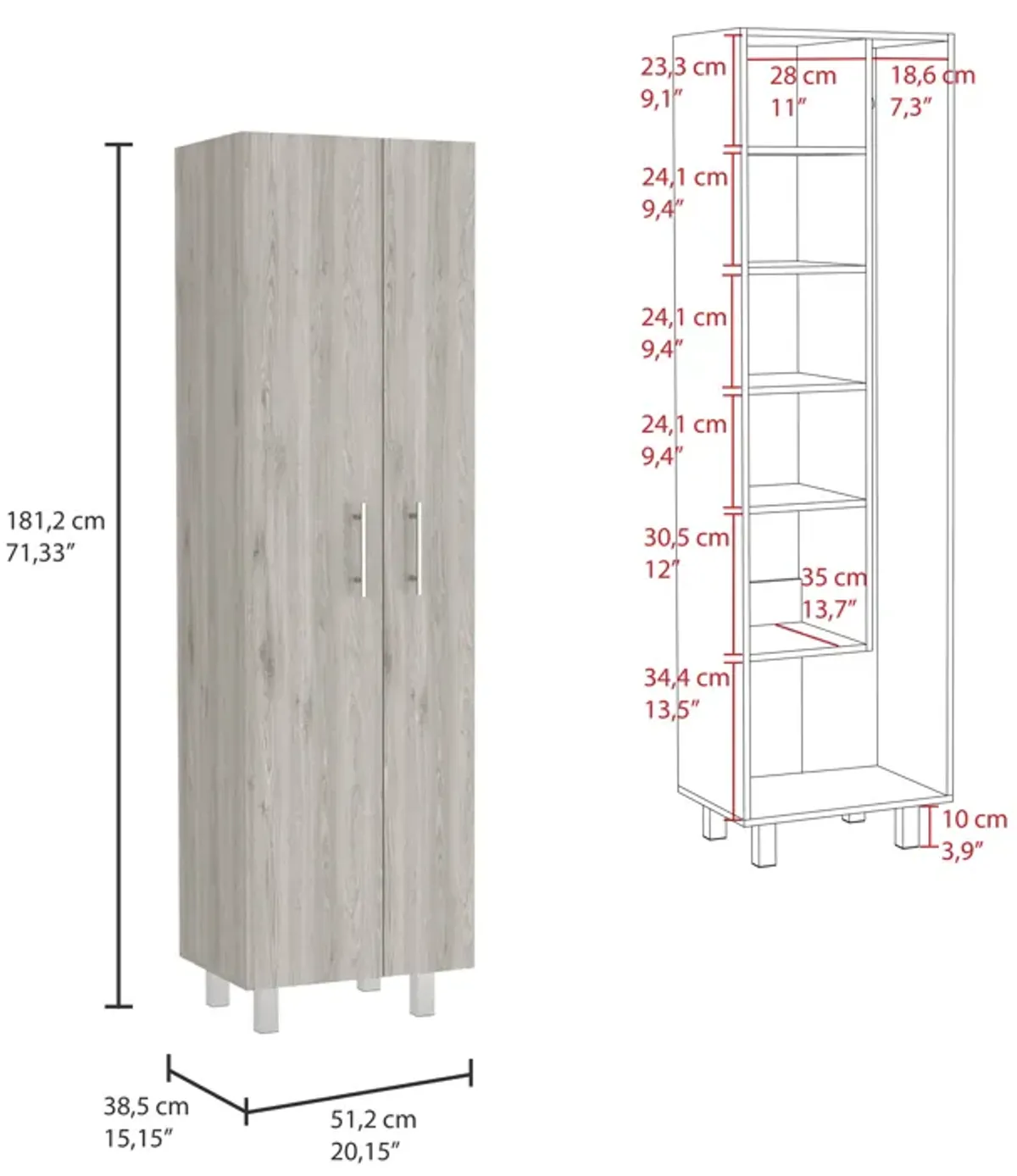 Closet Pantry Copenhague, Bedroom, Light Gray / White