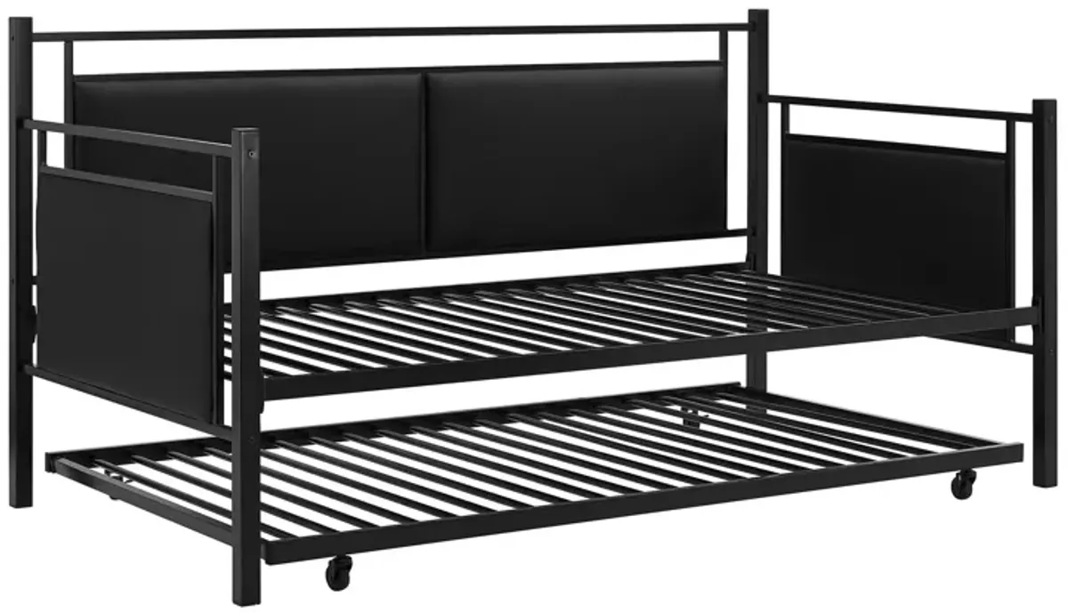 Meija Metal and Upholstered Daybed with Trundle