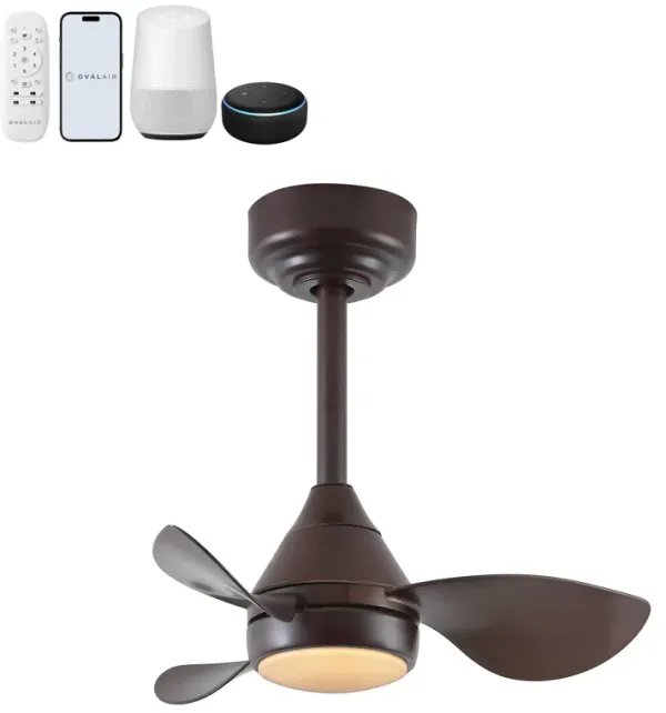 Albini 22" Contemporary Minimalist 6-Speed Metal Mobile-App/Remote-Controlled Dimmable Smart Integrated LED Ceiling Fan