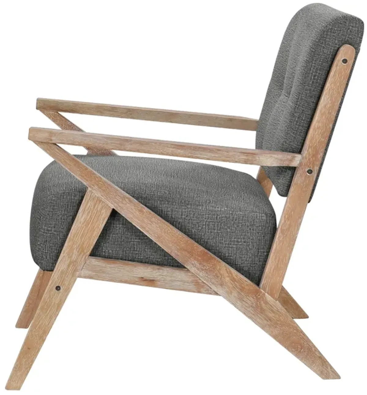 Edra 33 Inch Accent Armchair, Rubberwood Frame, Gray Polyester Cushions - Benzara