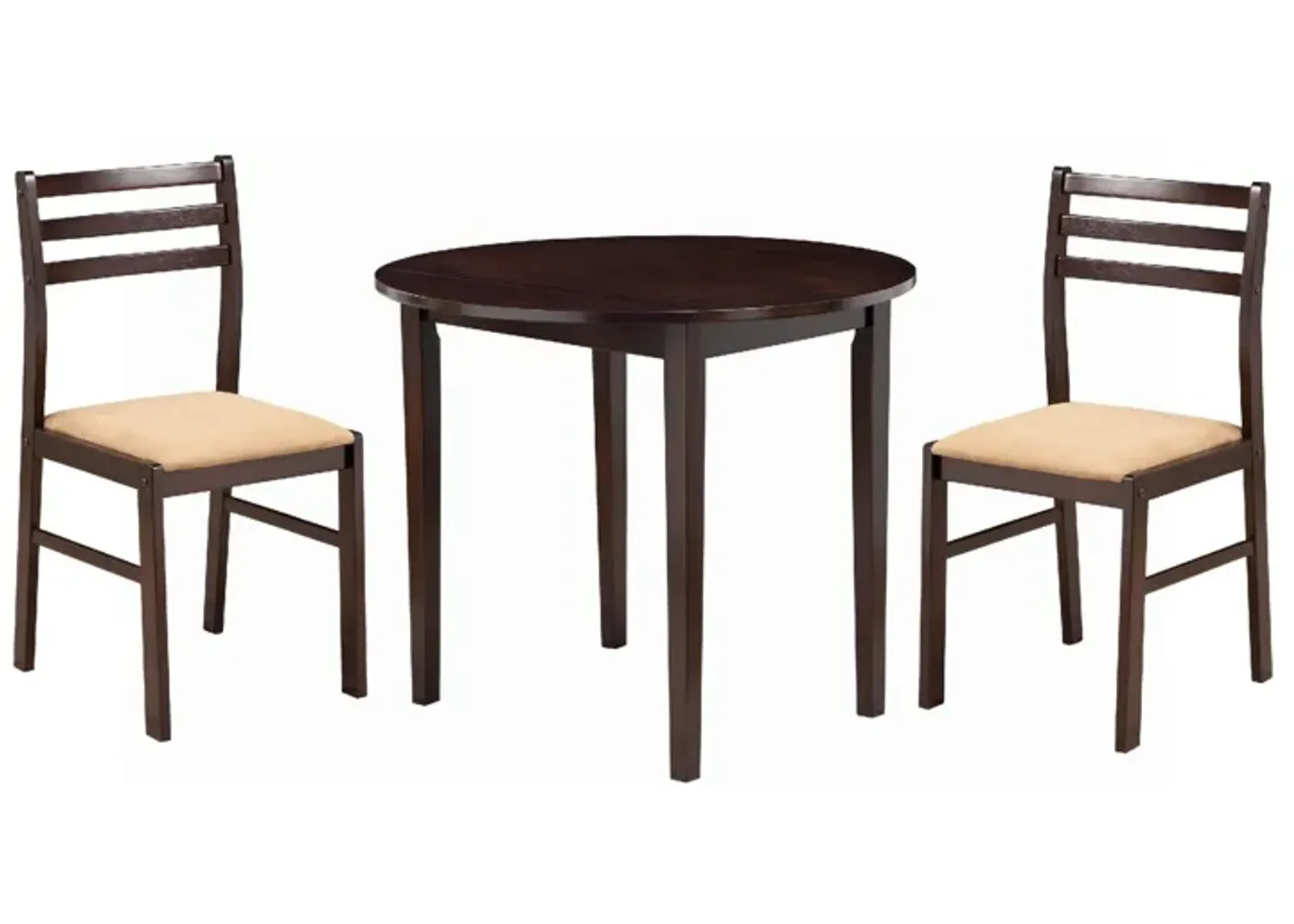 Transitional Style 3 Piece Wooden Dining Table and Chair Set, Brown-Benzara