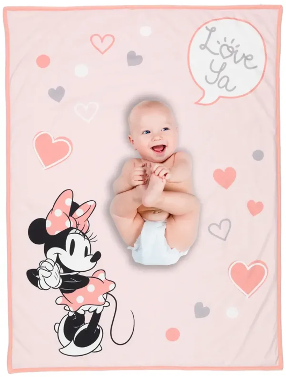 Lambs & Ivy MINNIE MOUSE Picture Perfect Baby Blanket - Pink, Animals, Disney