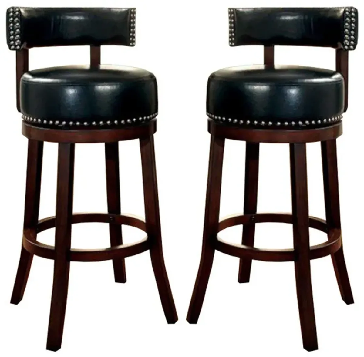 Shirley Contemporary 24" Barstool With pu Cushion Set of 2, Black-Benzara