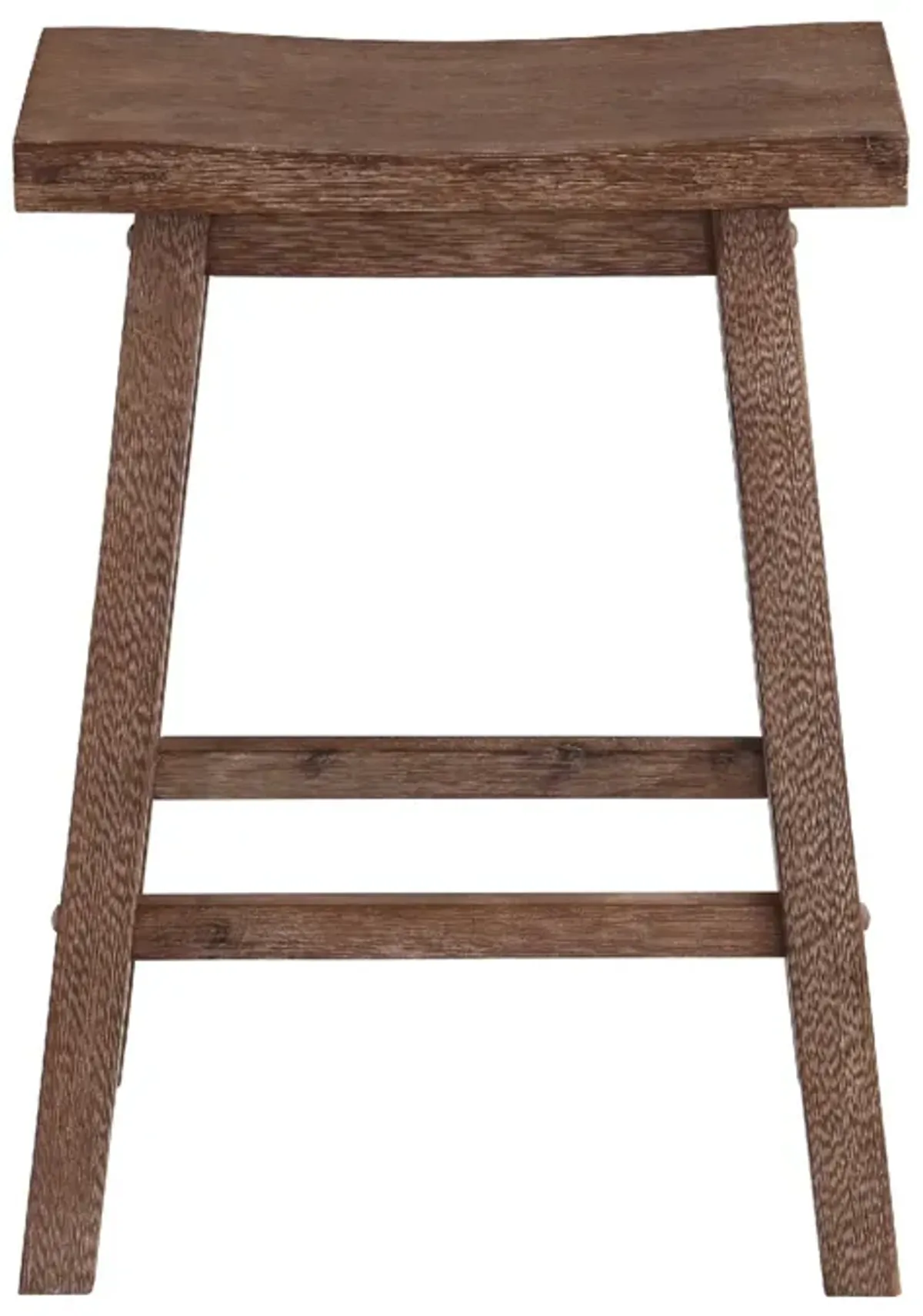 Wooden Frame Saddle Seat Counter Height Stool with Angled Legs, Brown-Benzara