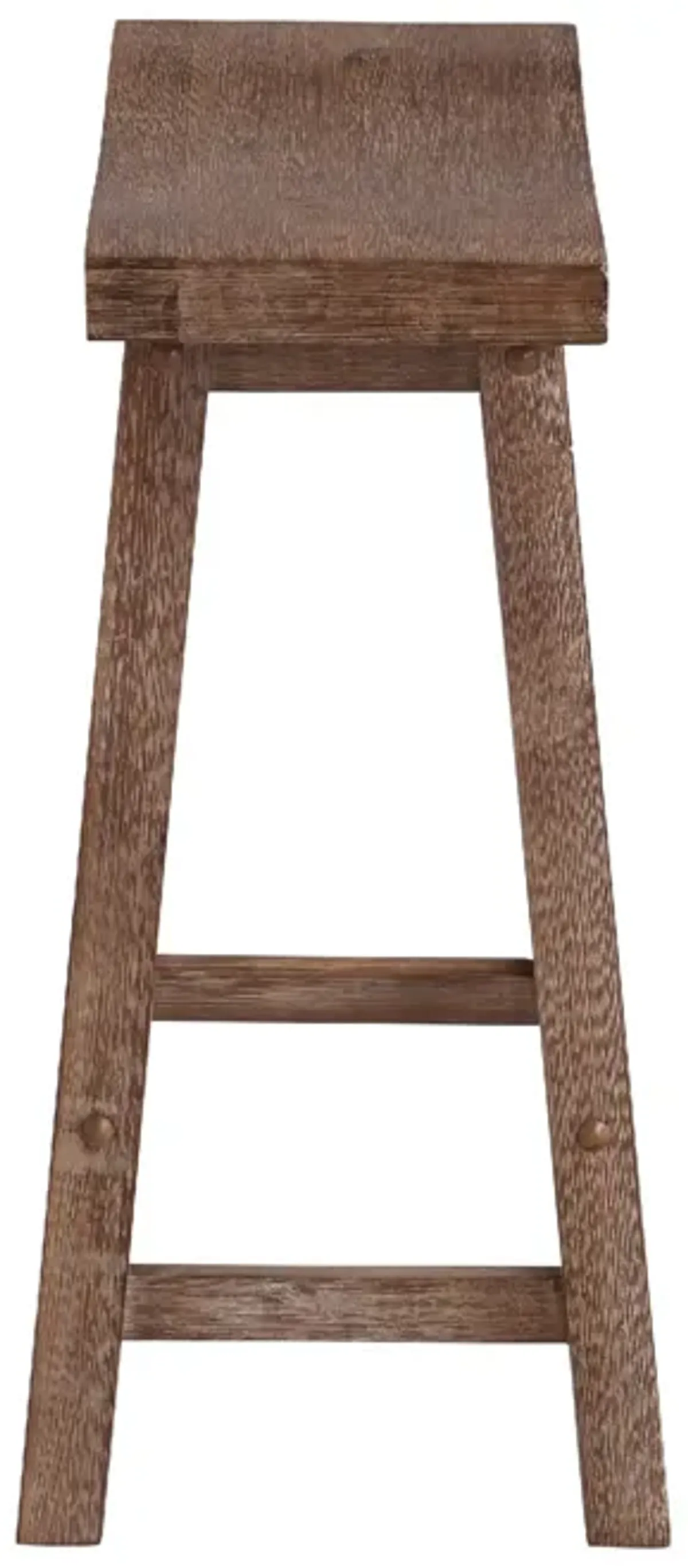 Wooden Frame Saddle Seat Counter Height Stool with Angled Legs, Brown-Benzara