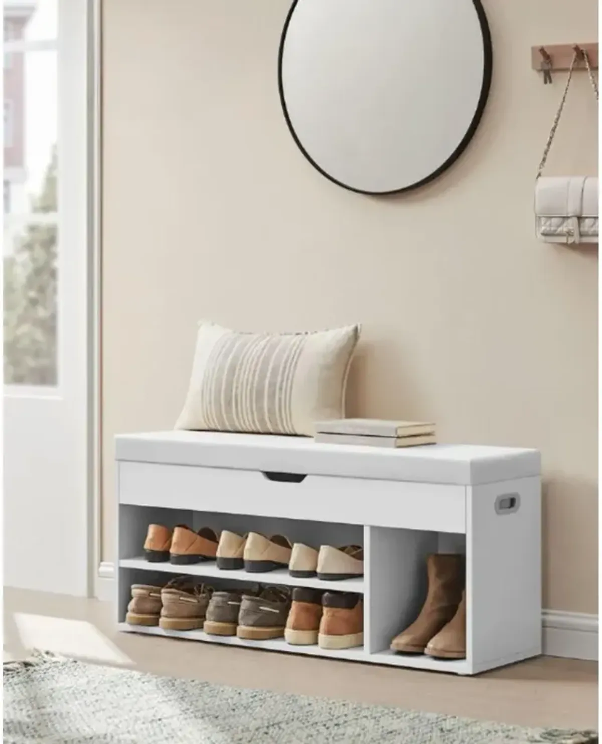 Storage Bench with Cushion for Stylish Seating and Hidden Storage